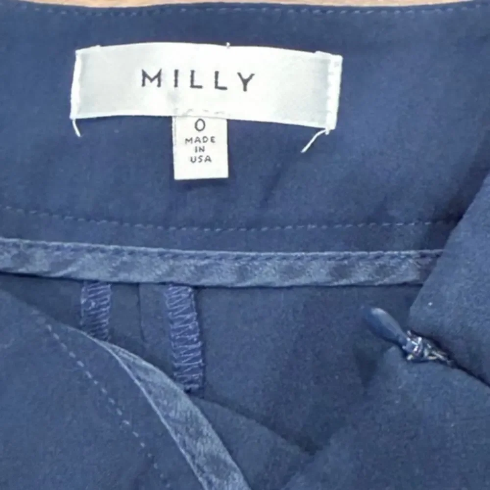 Milly Cady Petal High Waist Draped Shorts Navy Blue Size 0